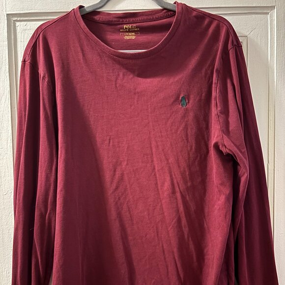 Ralph Lauren Men's Burgundy Long Sleeve Tee, Large - Picture 1 of 4